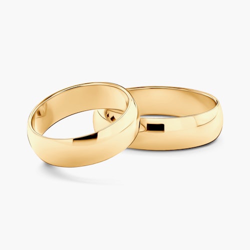 Obrączki ślubne: złote, półokrągłe, 6 mm